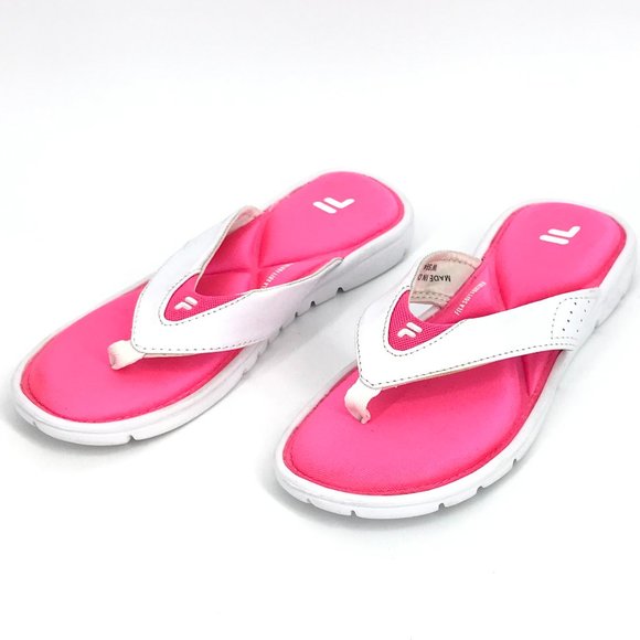 FILA FLIP FLOPS SZ 9 WHITE AND PINK CUSHIONED